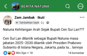 Menakar Arah Natuna di Bawah Kepemimpinan Cen Sui Lan