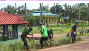 Tingkatkan Kebersihan Lingkungan, Prajurit Yonif TP 849/BS Gelar Karya Bakti Bersama Warga Desa Teluk 1 Tingkatkan Kebersihan Lingkungan, Prajurit Yonif TP 849/BS Gelar Karya Bakti Bersama Warga Desa Teluk