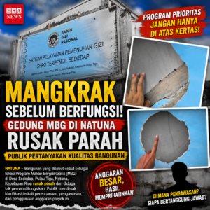 Mangkrak Sebelum Berfungsi! Gedung MBG di Natuna Rusak Parah, Publik Pertanyakan Kualitas Bangunan Asal Jadi
