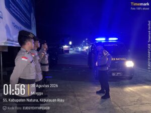 Jaga Kamtibmas Dini Hari, PAMAPTA  Polres Natuna Gelar Patroli
