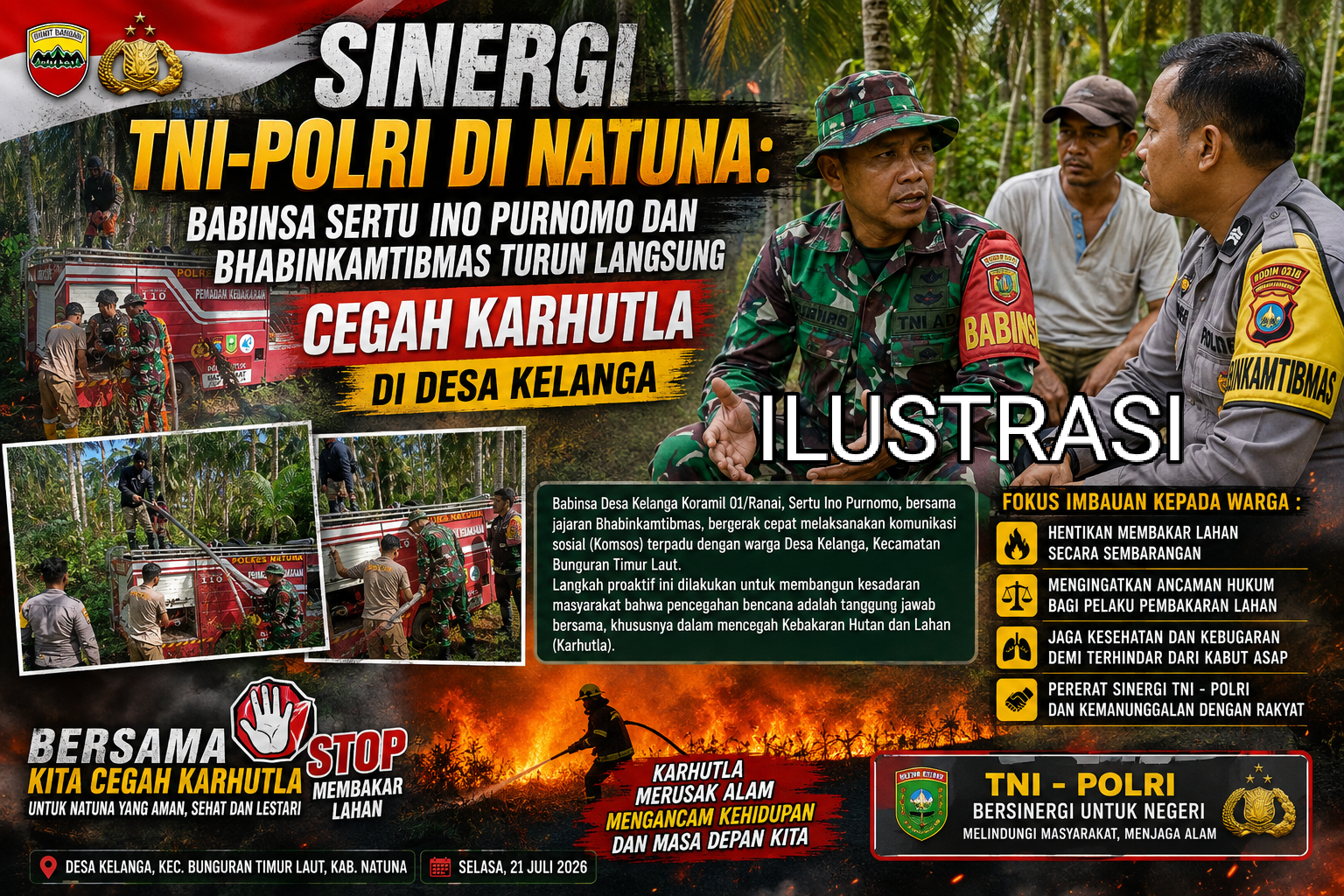 Sinergi TNI-Polri di Natuna, Babinsa Sertu Ino Purnomo dan Bhabinkamtibmas Turun Langsung Cegah Karhutla di Desa Kelanga 1 Sinergi TNI-Polri di Natuna, Babinsa Sertu Ino Purnomo dan Bhabinkamtibmas Turun Langsung Cegah Karhutla di Desa Kelanga