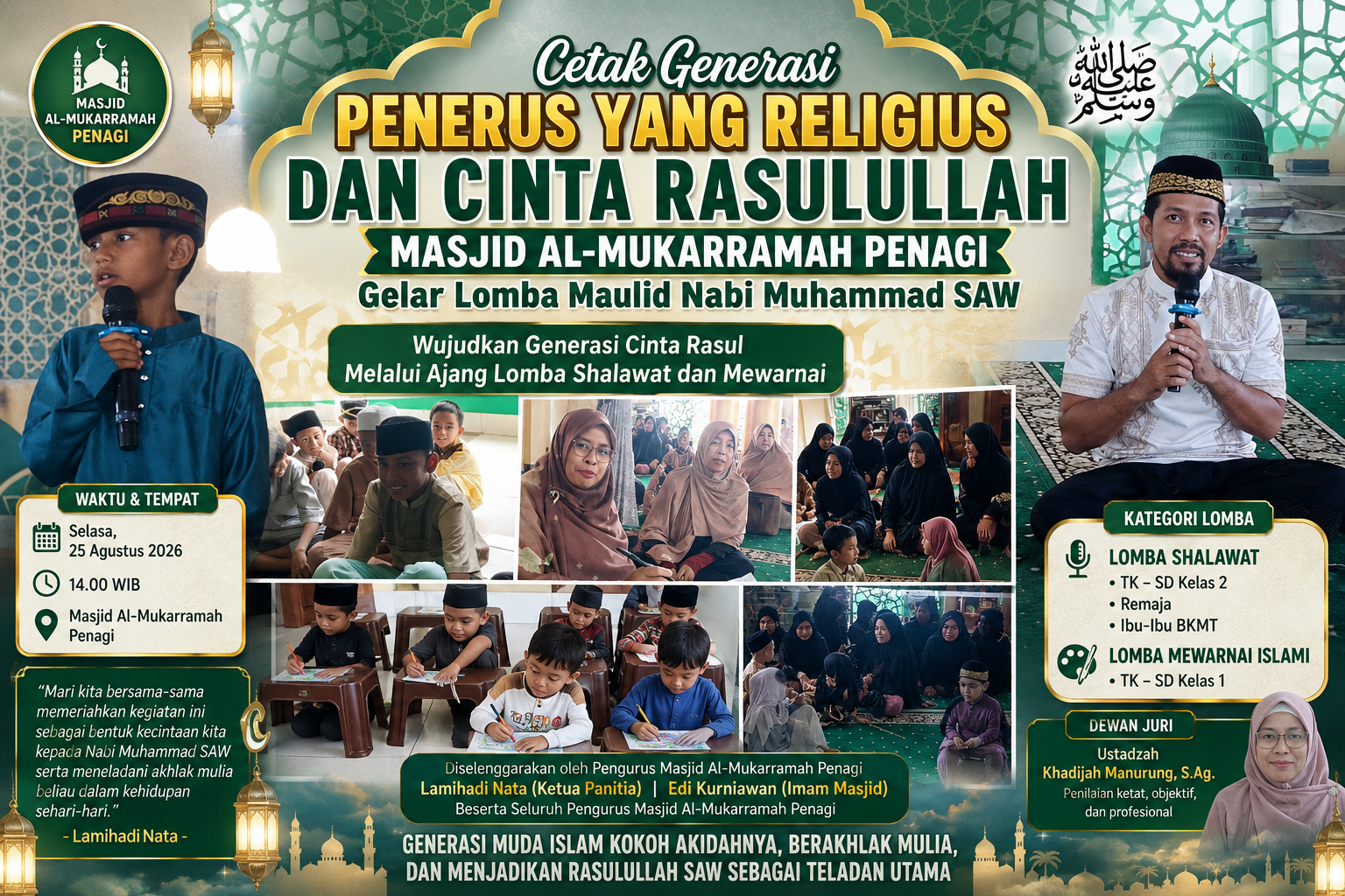 Cetak Generasi Penerus yang Religius dan Cinta Rasulullah, Masjid Al-Mukarramah Penagi Gelar Lomba Maulid Nabi Muhammad SAW 1 Cetak Generasi Penerus yang Religius dan Cinta Rasulullah, Masjid Al-Mukarramah Penagi Gelar Lomba Maulid Nabi Muhammad SAW