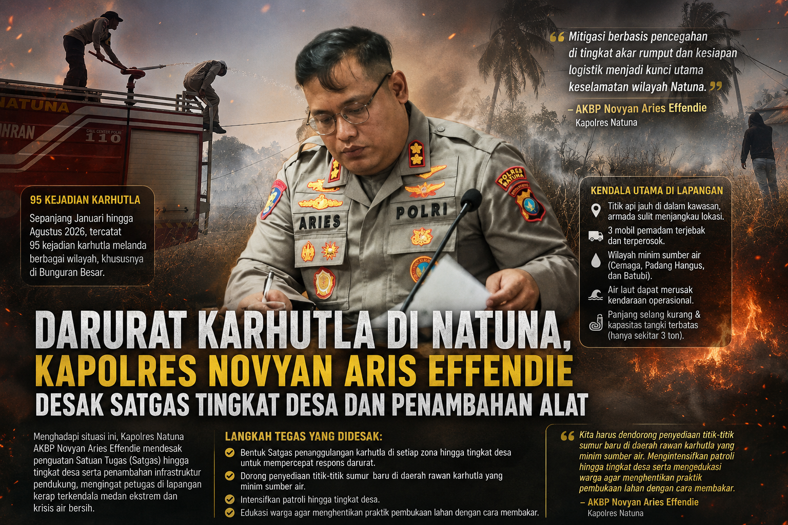 Darurat Karhutla di Natuna, Kapolres Novyan Aris Effendie Desak Satgas Tingkat Desa dan Penambahan Alat 1 Darurat Karhutla di Natuna, Kapolres Novyan Aris Effendie Desak Satgas Tingkat Desa dan Penambahan Alat