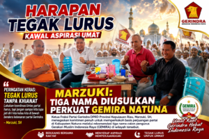 Harapan Tegak Lurus Ketua Fraksi Gerindra Kepri Marzuki SH, Kawal Aspirasi Umat Tiga Nama Diusulkan Urus GEMIRA Natuna