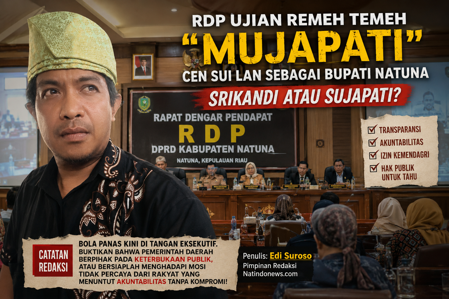RDP Ujian Remeh Temeh "Mujapati" Cen Sui Lan Sebagai Bupati Natuna, Srikandi atau Sujapati? 1 RDP Ujian Remeh Temeh "Mujapati" Cen Sui Lan Sebagai Bupati Natuna, Srikandi atau Sujapati?