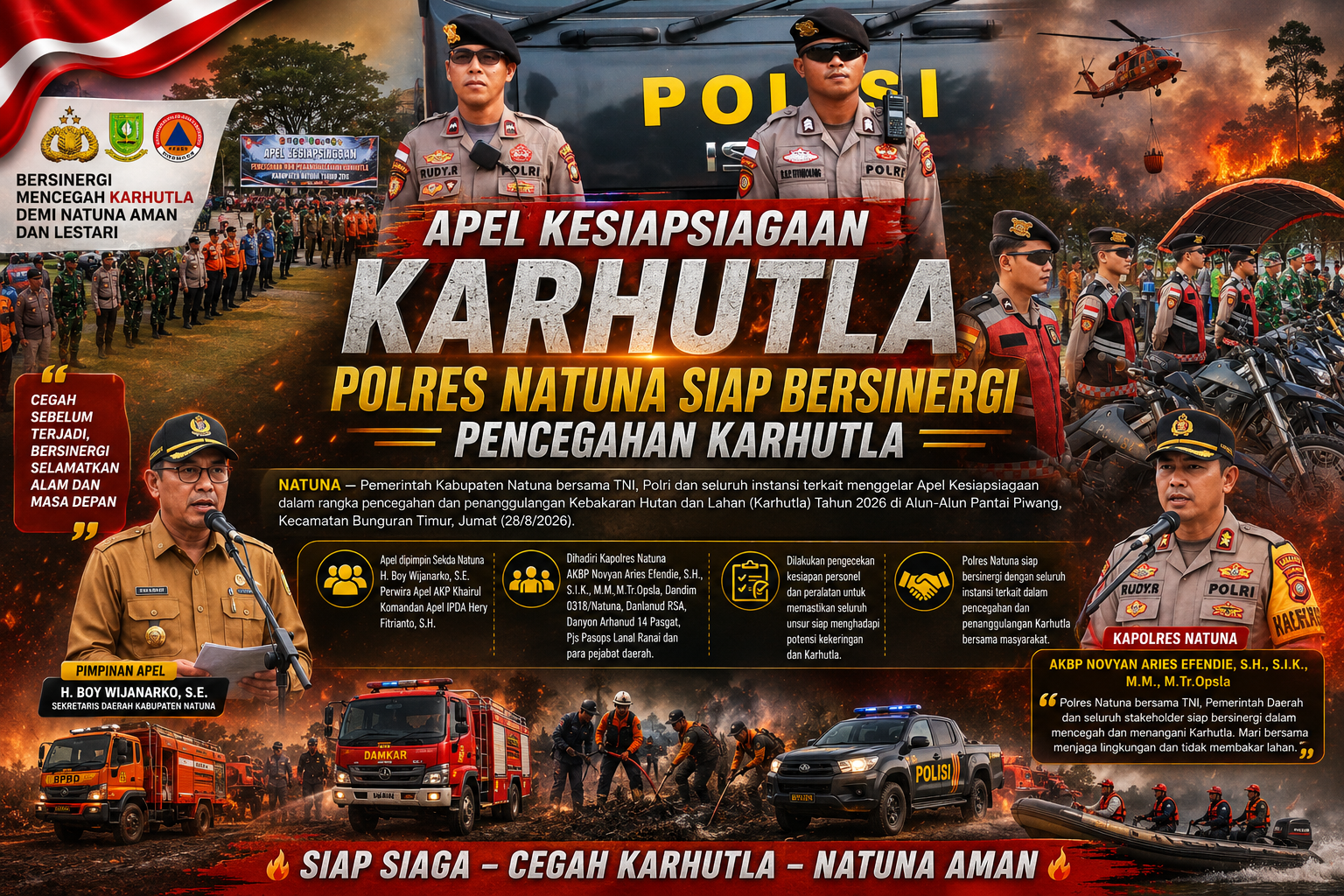 ‎Apel Kesiapsiagaan Karhutla, Polres Natuna Siap Bersinergi Pencegahan Karhutla ‎