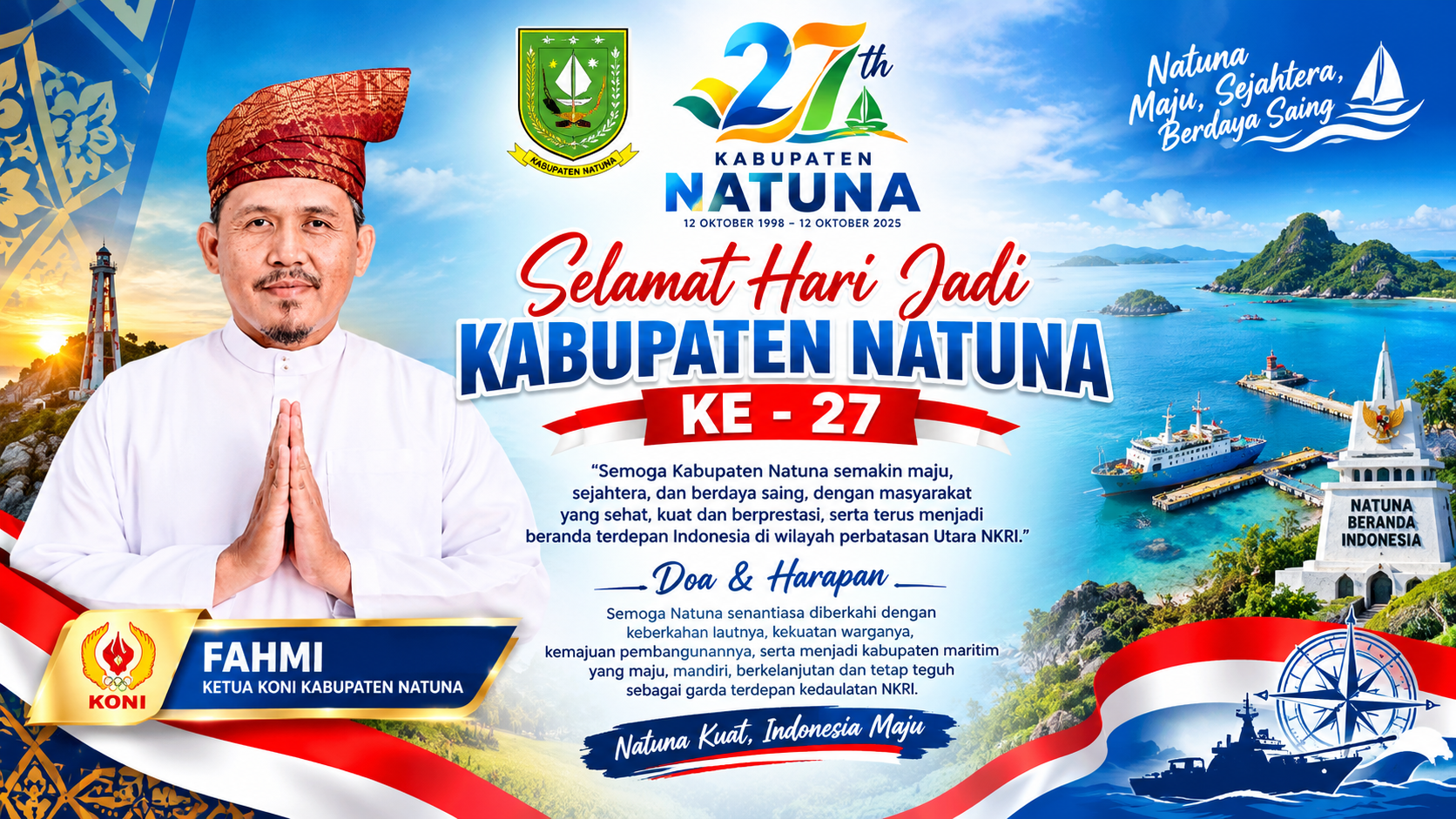 Gema 27 Tahun Natuna, Harapan Ketua KONI Fahmi Terhadap Akselerasi Ekonomi dan Kebangkitan Prestasi Olahraga Perbatasan