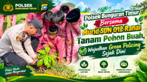 Polsek Bunguran Timur Bersama Murid SDN 012 Ranai Tanam Pohon Buah, Wujudkan Green Policing Sejak Dini ‎